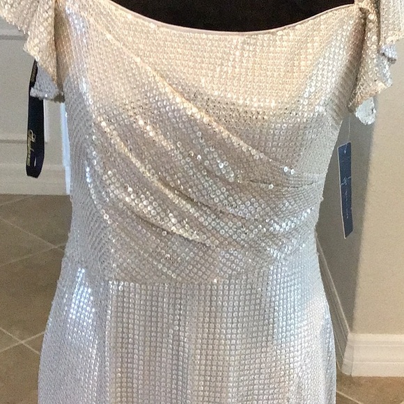 Shoshanna midnight Tessa dress, metallic, assymetric hem, size 6, NWT - Picture 5 of 14